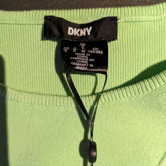 DKNY cut out green sweater S NWT - Picture 2 of 3